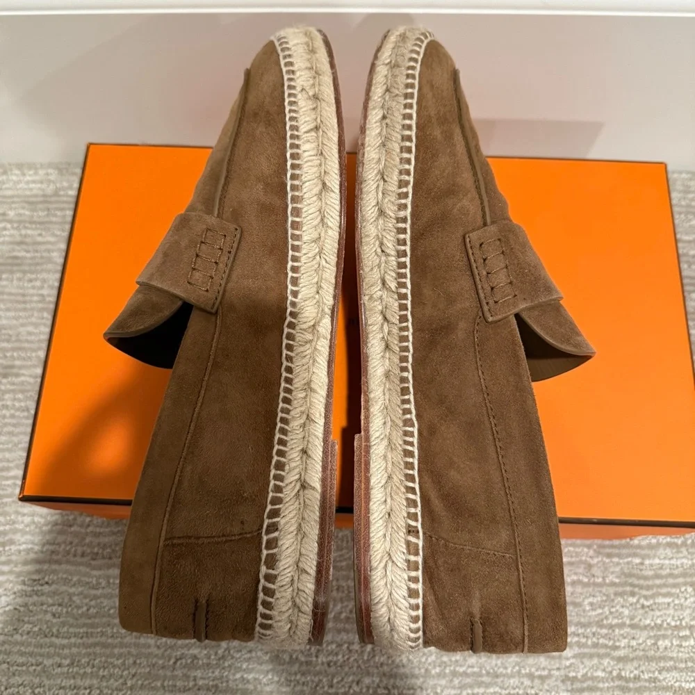 *SOLD!* Hermes Men’s Brown Suede Trip Espadrilles Size 44 EU / 11 US - Picture 10 of 13